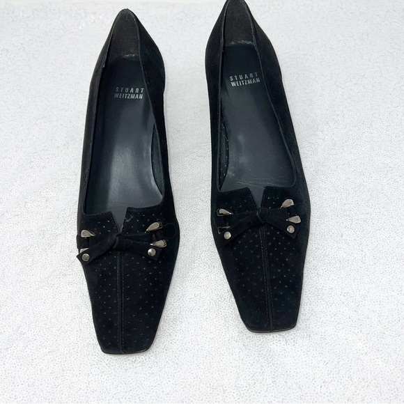 Stuart Weitzman Suede perforated kitten heel shoes size 9 women's - Picture 9 of 16